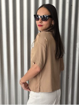 Camisa Adda Lino Beige