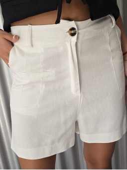 Short Clover Lino Blanco