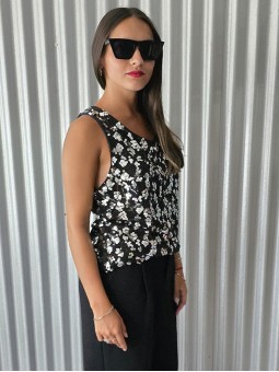 Musculosa Libia Negro y Plata