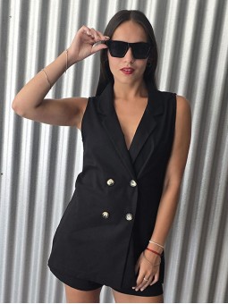 Chaleco Dorian Lino Negro