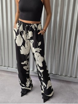 Pantalon Sakura Negro Flores