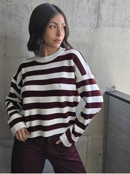 Sweater Lola Rayado Bordo