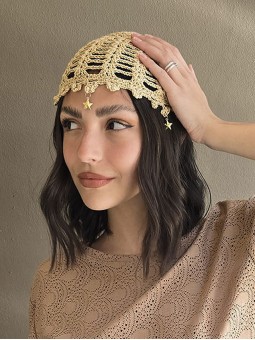 Mesh Hat Crochet Beige