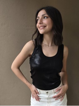 Musculosa Tropea Foil Negro