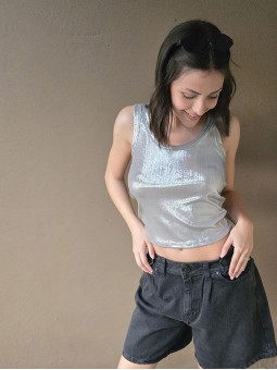 Musculosa Tropea Foil Plata