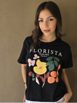 Remera Florista Negro