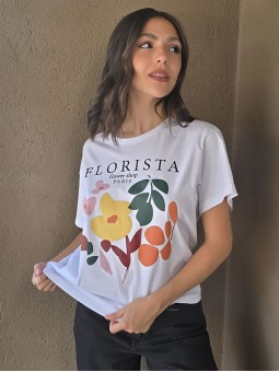 Remera Florista Blanco