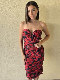 Vestido Aleli Flores Rojas