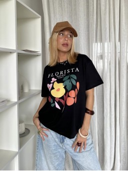 Remera Florista Negro