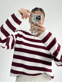 Sweater Iowa Rayado Bordo