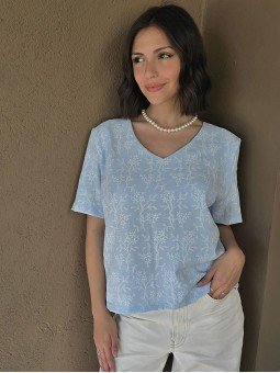 Blusa V Portofino Celeste