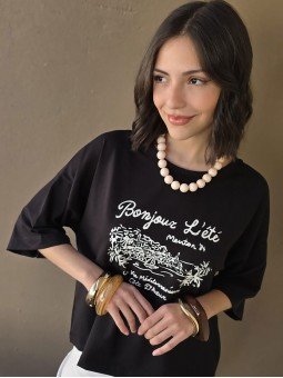 Remera Bonjour Negro