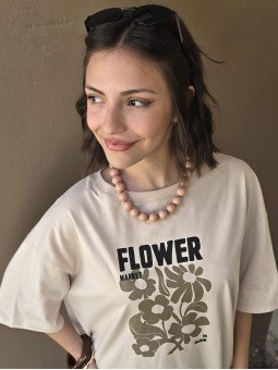 Remera Flower Beige